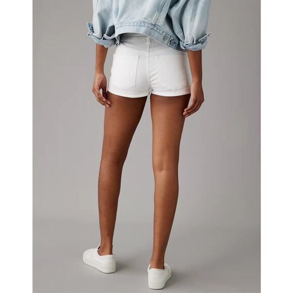 American eagle AE Next Level High-Waisted White Denim Short Shorts size 8 - Picture 3 of 8